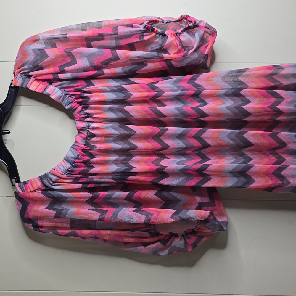 Pink and Gray Chevron Women's Dress La GuGu Medium - Picture 6 of 8